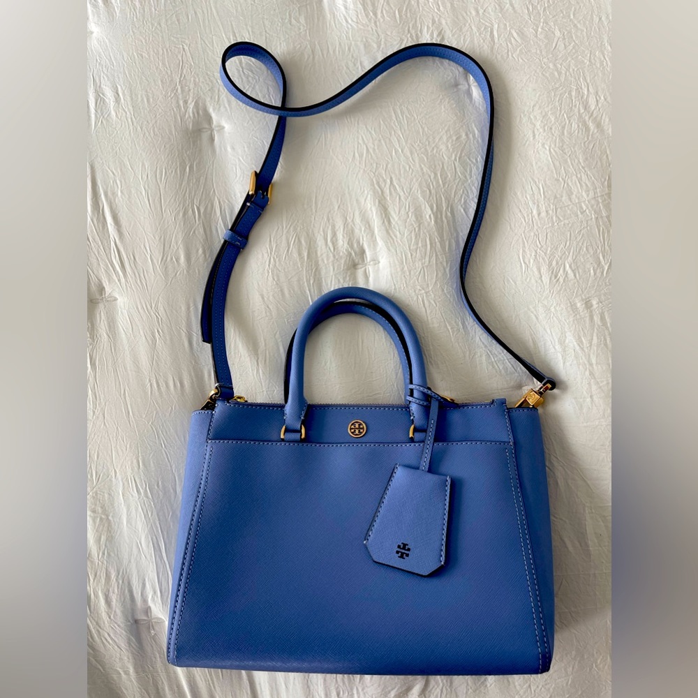 Tory Burch Robinson Small Double Zip Tote - Beautiful sky blue